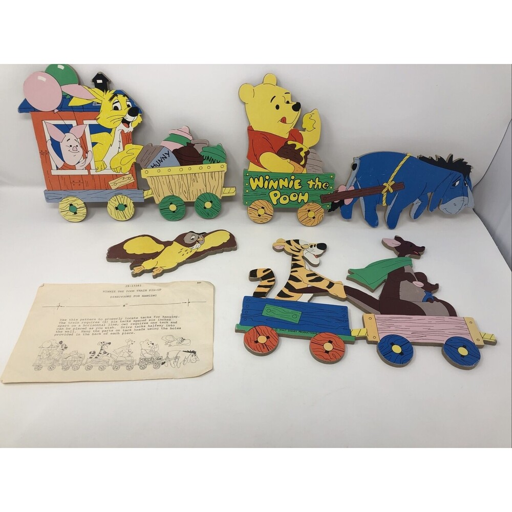 Vintage 4 Piece Winnie the Pooh Multicolor 3ft. Long & 8.5" Tall Pin-up Train
